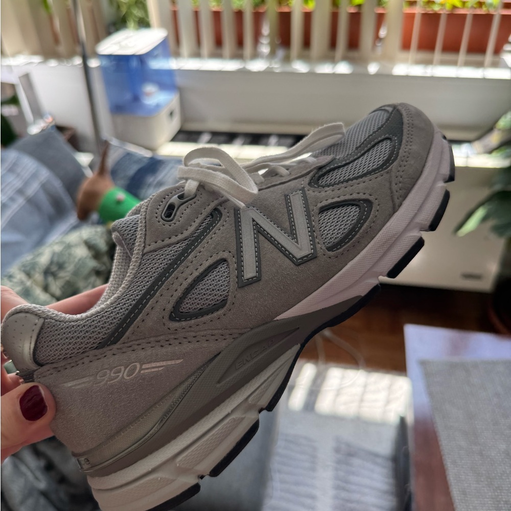 New Balance 990 v4 Gray Suede Mesh Sneaker